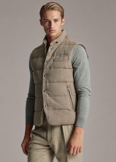 Men's Ralph Lauren Whitwell Tweed Down Vests | 903726KON